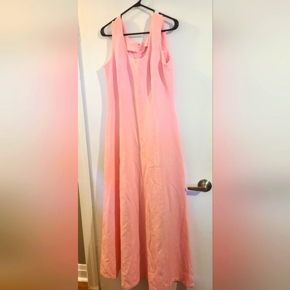 Home made floor length light pink gown.